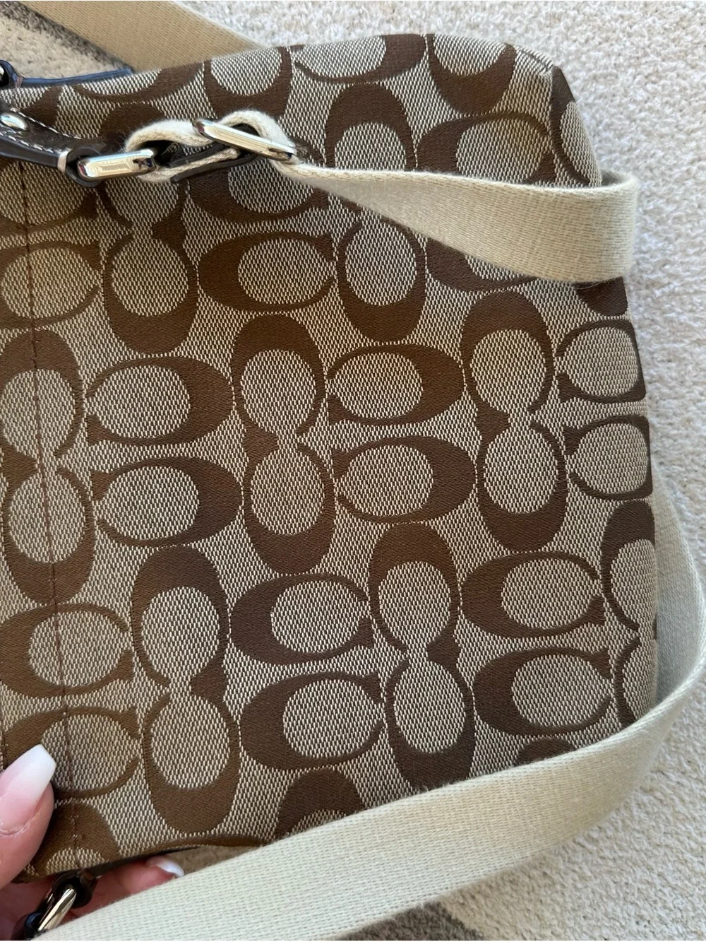 Coach Brown Signature Canvas Shoulder Bag